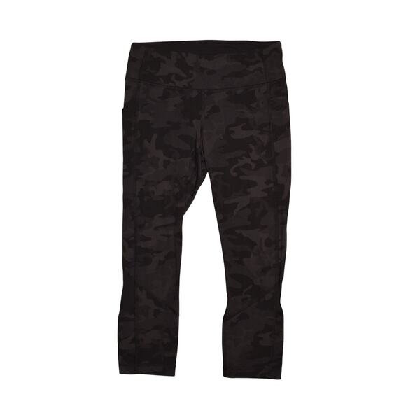LULULEMON $88 Pace Rival Crop 22" Incognito Camo Gray Black Luxtreme Size 6 - Picture 1 of 3